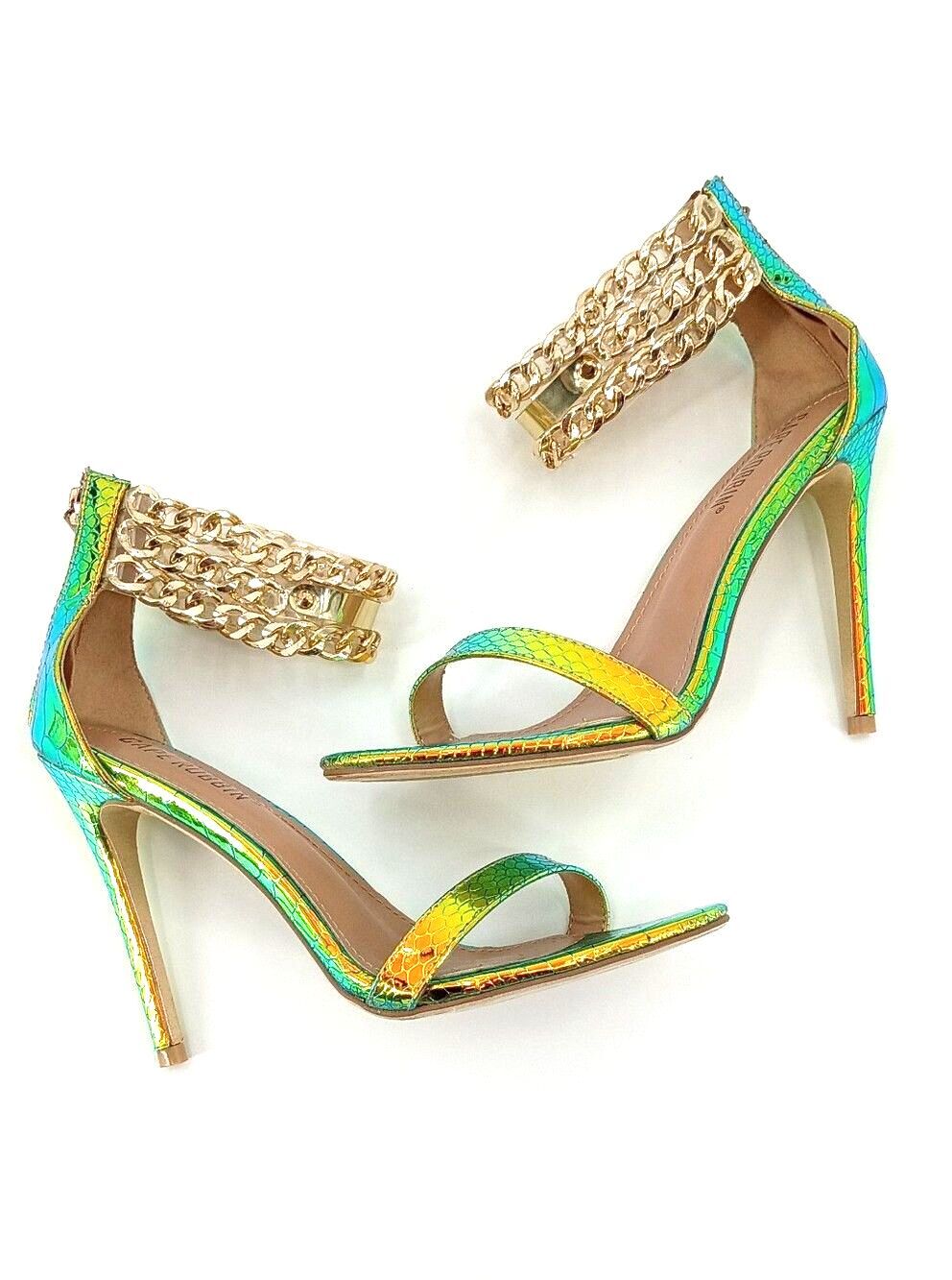 Cape Robbin Mermaidcore Iridescent Snake Print Chain Stiletto Heels Y2K Bratz 8 - Picture 10 of 11